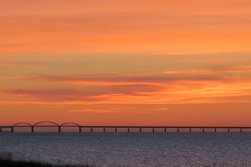 Solnedgang over Storstrømsbroen