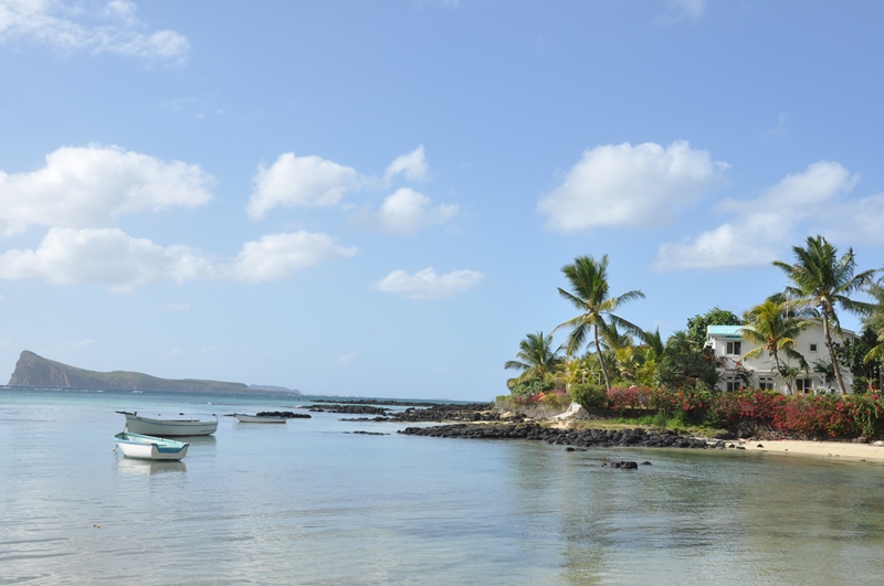 Vi gik en tur ved stranden på Mauritius