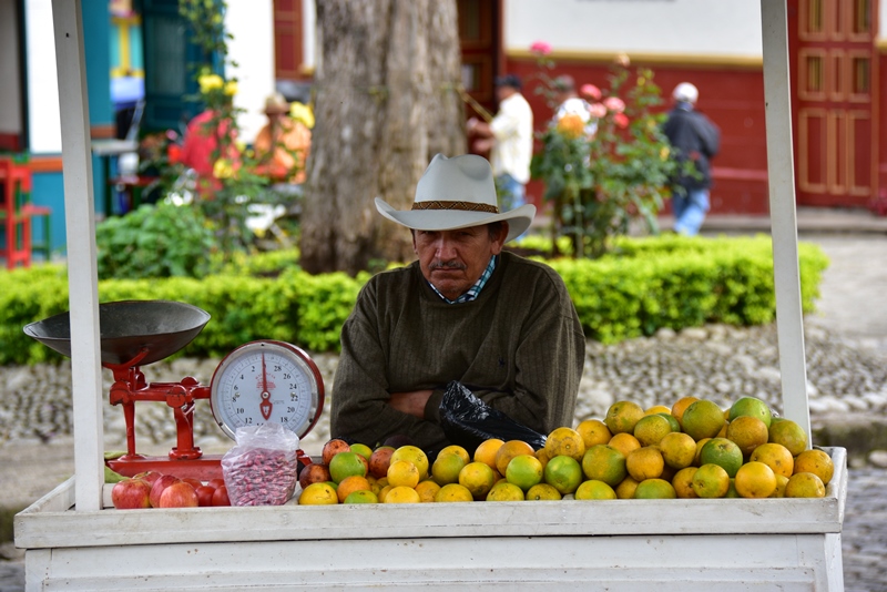 Frugthandler i Jardín, Colombia