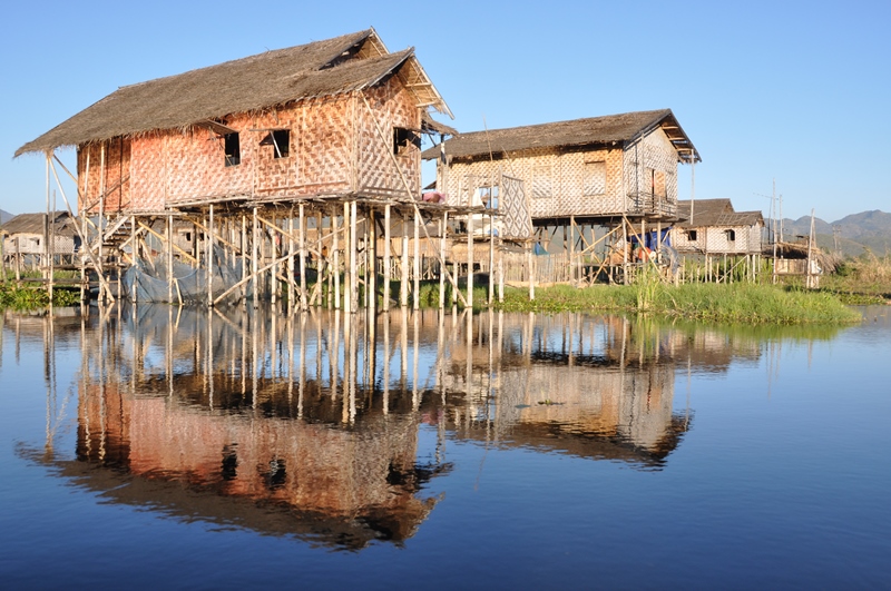 Fine huse på Inle-søen, Myanmar