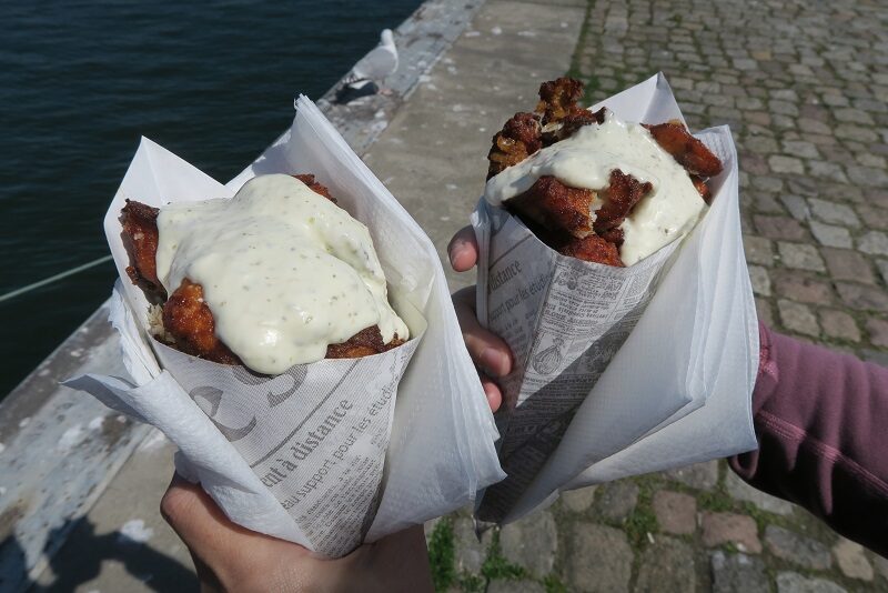 Fish n chips på havnen i Stralsund, Tyskland